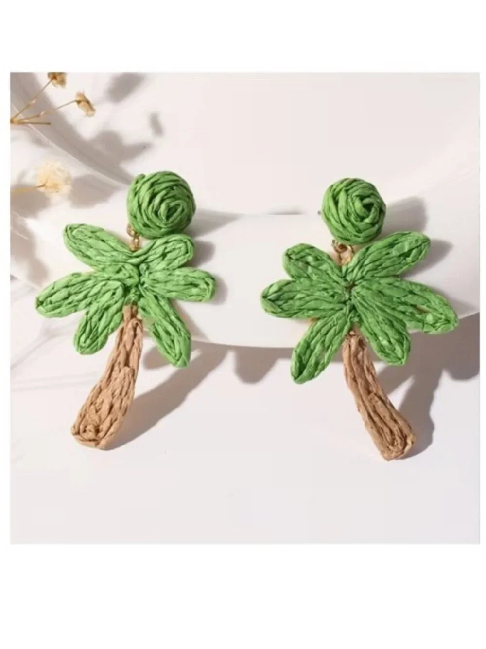 Tropical Palm Tree Raffia Statement Dangle Earrings (NEW & SO CUTE!)
